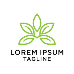 cannabis line art logo template