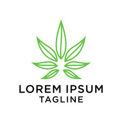 cannabis line art logo template