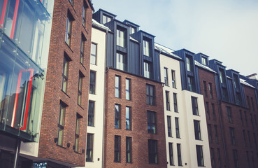Fototapeta premium colorful facades of a modern building in Riga. housing loan