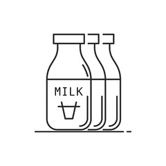 Cow milk bottle icon. Outline icon. Isolated on white background. 