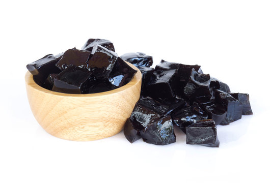 Grass jelly (Mesona chinensis) isolated on white background