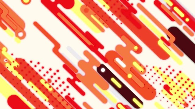 Abstract background in flat style with 2d animation of rounded rectangles and lines on colorful backdrop.