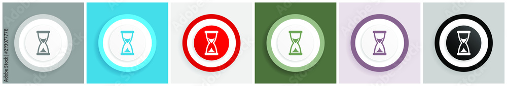 Poster Time icon set, colorful flat design vector illustrations in 6 options for web design and mobile applications
