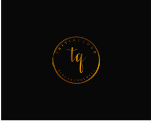 TQ Initial handwriting logo vector