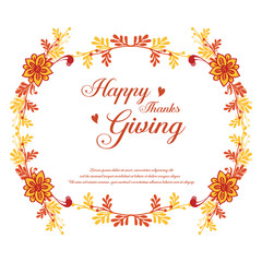 Template for card thanksgiving, with plant of autumn leaves frame. Vector