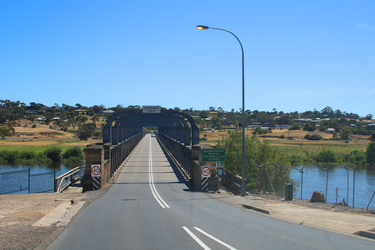 First road bridge over the Australian river Murray built in 1879 (Murray Bridge, South Australia)