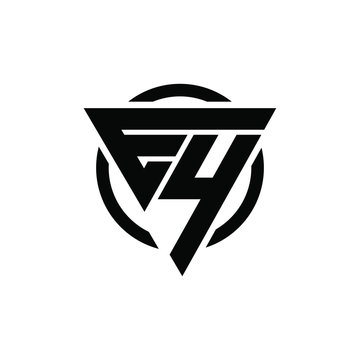 EY, YE, E4, 4E Triangle Logo Circle Monogram Design Vector Super Hero Concept