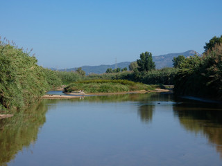 Obraz premium Río LLobregat, muy cerca de su desembocadura en el mar mediterráneo