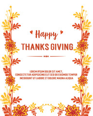 Banner thanksgiving, with autumn leaves frame on white background. Vector