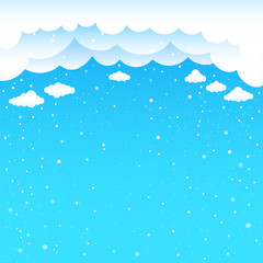 cartoon sky clouds and falling little snow