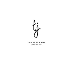 TJ Initial handwriting logo vector