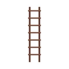 Rough Dark Wooden Step Ladder Straight Vector Illustration