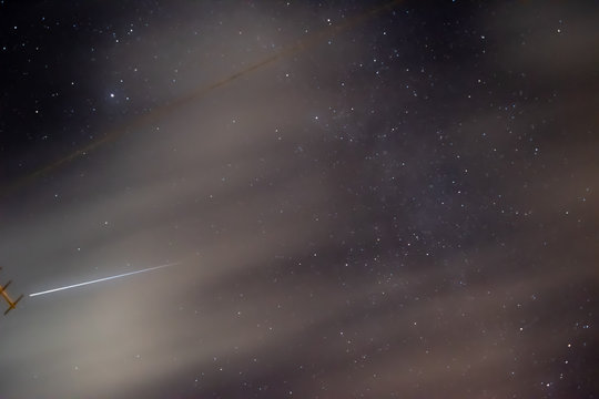 Long exposure of The International Space Station flying overhead