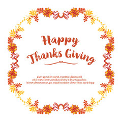 Concept card of thanksgiving, with autumn leaves frame background. Vector