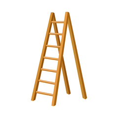 Solid Wooden Step Ladder Isolated Vector Illustration