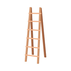 Light Wooden Step Folding Ladder Isolated Vector Illustration