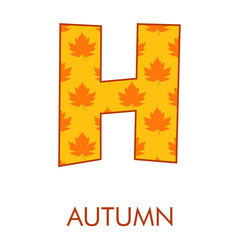Logotipo letra H con patrón con hojas de árbol en color naranja
