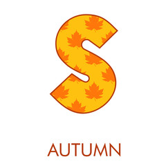 Logotipo letra S con patrón con hojas de árbol en color naranja