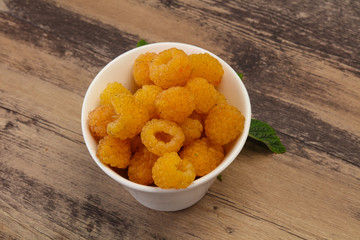 Sweet ripe tasty yellow raspberry