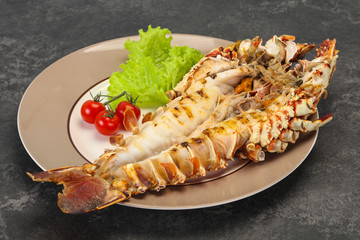 Grilled crayfish in the plate