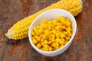 Young corn seeds in the bowl
