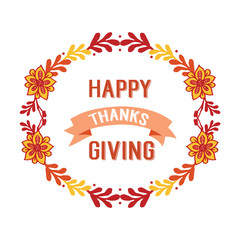 Template of card thanksgiving, with ornate of autumn leaf frame. Vector