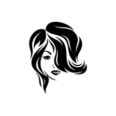 vector closeup portrait of a girl with beautiful curly hair design