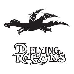 Vector illustrations of stylized dragon flying with letter element design