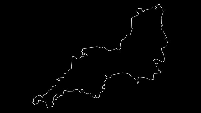 South West England UK region map outline animation