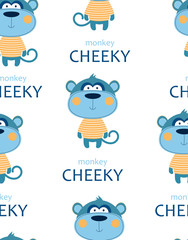 seamless pattern with cheeky monkey