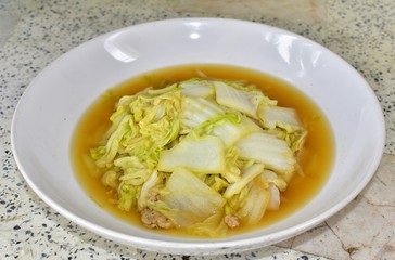 Fried cabbage very to eat in lunch time.