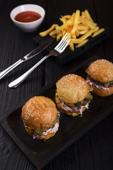 American fast food burgers ready to be served