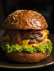 Delicious double beef burger with cheese