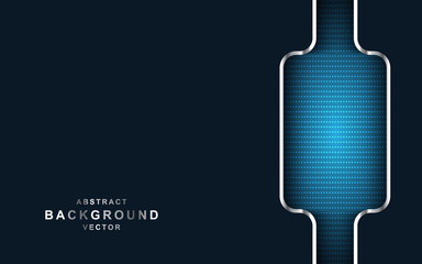 Dark abstract background with blue overlap layers. Modern texture with golden list and blue square glitters dots element decoration. Realistic dimension design vector illustration