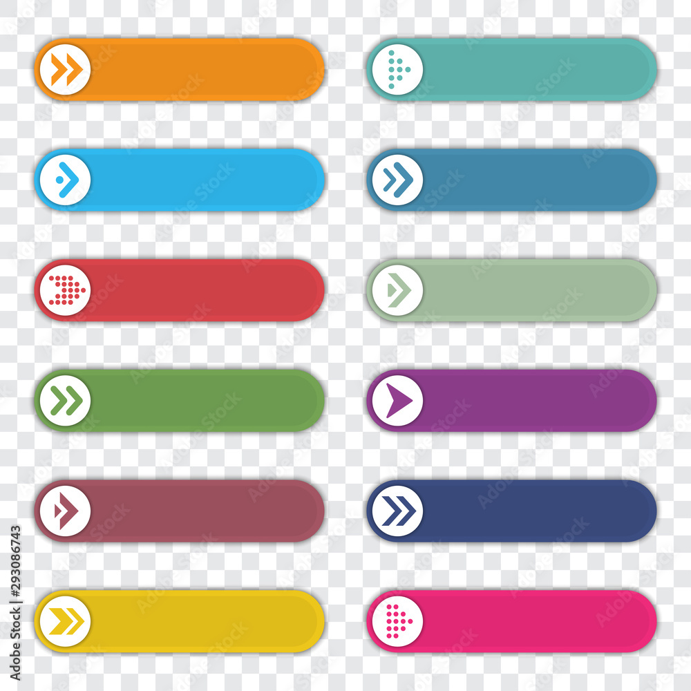Poster Set of number bullet point with arrows. Infographic elements template. Vector illustration
