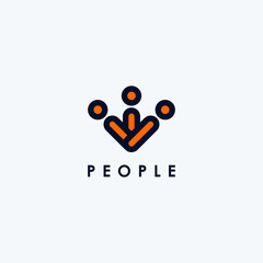 Minimalist creative people logo icon design modern style illustration. simple group vector symbol