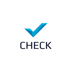 Geometric check symbol vector icon logo design - vector