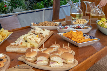 Sandwiches and Wine carafe