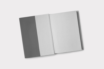 3D illustration Blank book cover on grey background. Book Mock up with space for text
