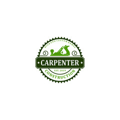 Capenter industry logo design - wood log circular saw