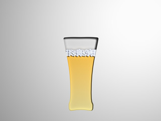 cocktail in a minimal paper style 3d render on white