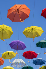 Fototapeta na wymiar Umbrellas hanging
