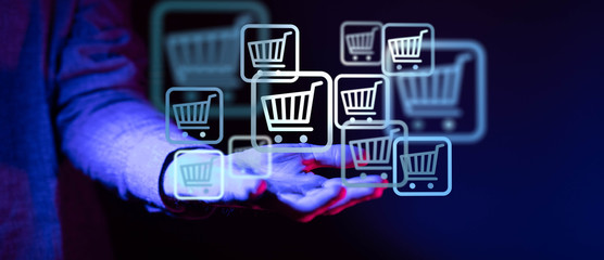 hand touches virtual percent icon