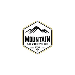 Outdoor mountain nature logo - adventure wildlife pine tree forest design