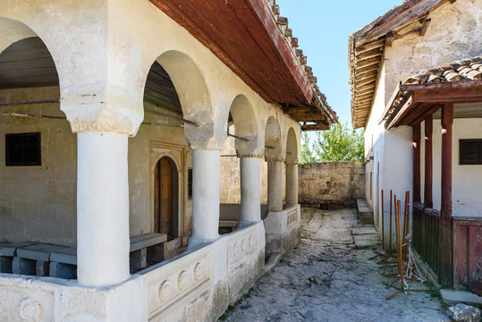 Crimea, Bakhchisarai, September 13, 2019: the Cave city of Chufut-Kale at the top of the mountain