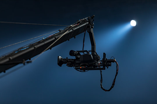 Professional digital video camera on a crane