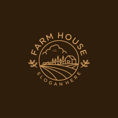 Farm House concept with farm landscape logotype. Logo design inspiration