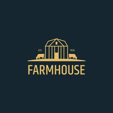 Farm House concept with farm landscape logotype. Logo design inspiration