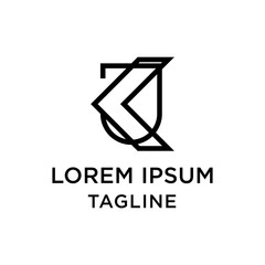 initial letter logo KJ, JK logo template 