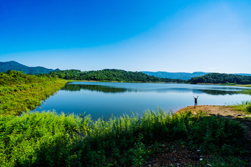 Fototapeta na wymiar Khlong Mot Reservoir Nakhon nayok in Thailand